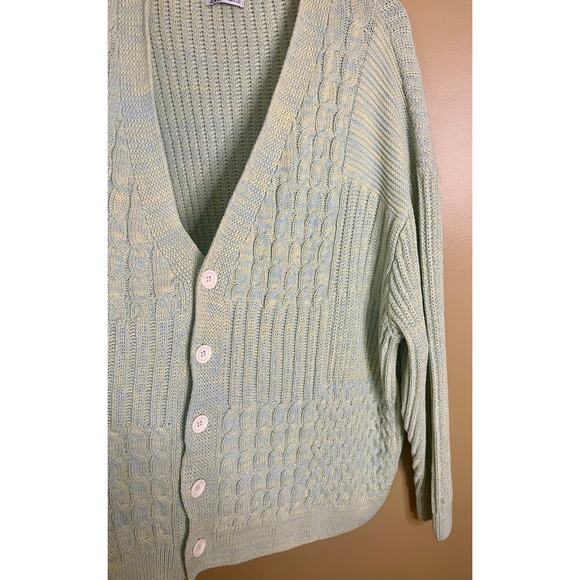 Zara Blue, Green & Yellow Oversized Cardigan Sweater Size Large - Picture 6 of 8